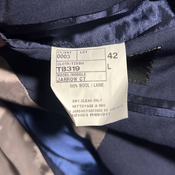 Men’s Two Button Suit Jacket Top Stitched Lapels Ted Baker London Blue Size 42L - Picture 4 of 10